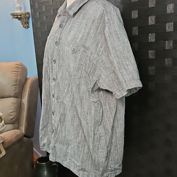 Men's Paulo Solari Gray Short Sleeve Linen Blend Shirt Size 3XL - Picture 4 of 11